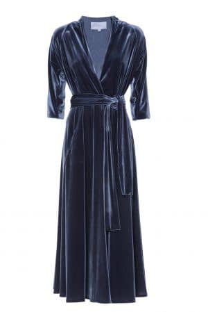 Luisa Wrap Black Velvet Dress