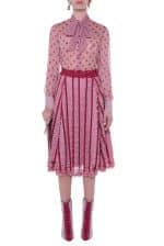 Pussy Bow Polka Dot Silk Chiffon Blouse