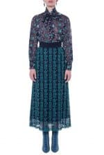 Pussy Bow Embroidered Georgette Blouse