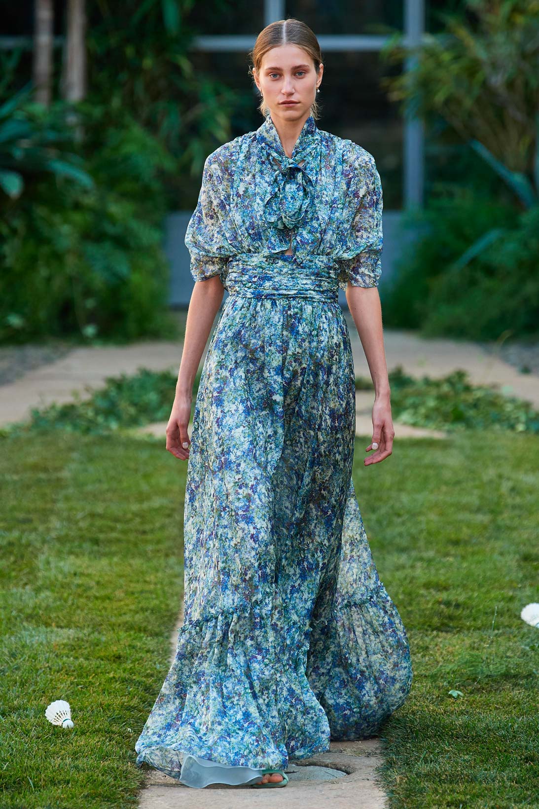 Green Chiffon Floral Printed Gown – Shopaholics Choice