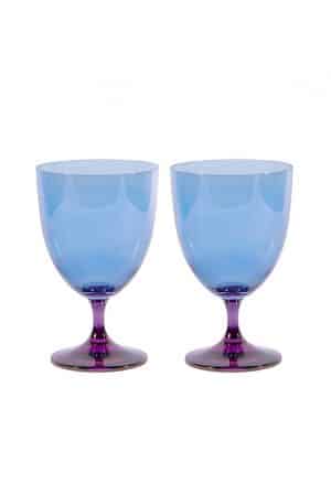 Set 2 bicchieri acqua cristallo con fondo blu