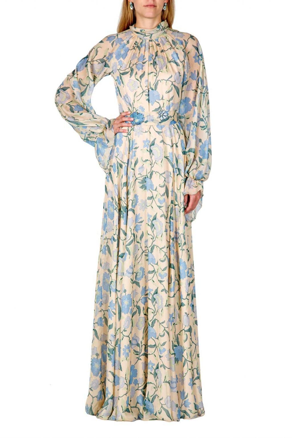Luisa Beccaria | Silk Chiffon Wildflowers Maxi Dress