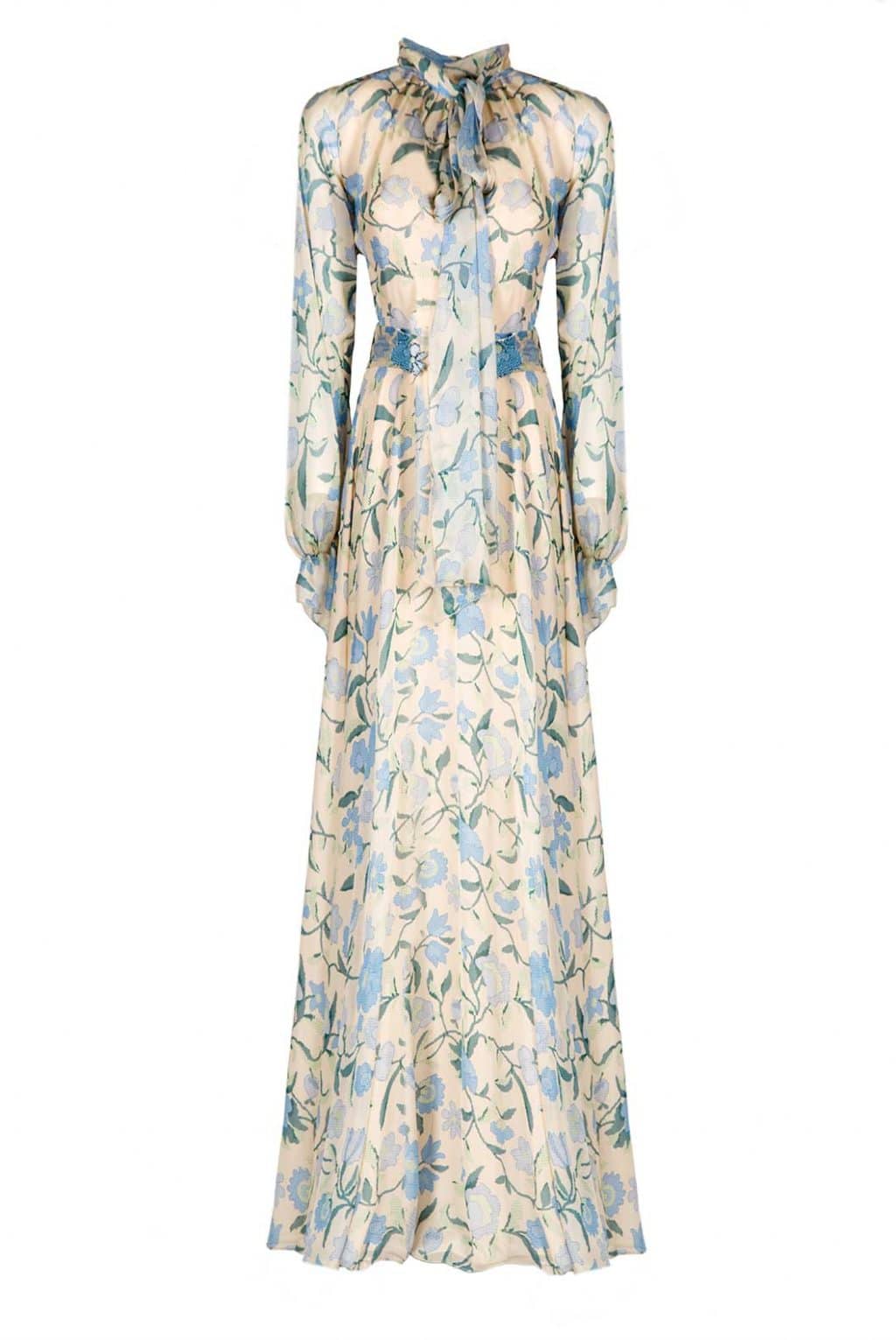 Luisa Beccaria | Silk Chiffon Wildflowers Maxi Dress