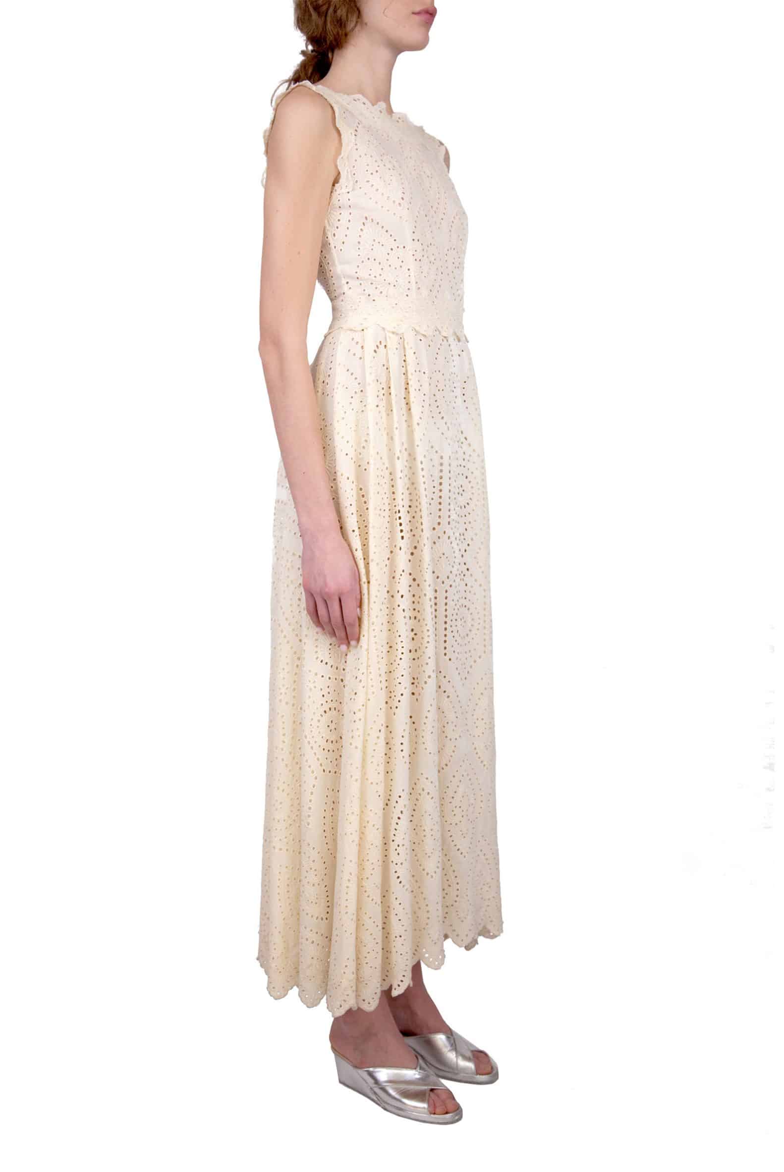 Luisa Beccaria | Broderie-Cotton Light Yellow Eyelet Dress