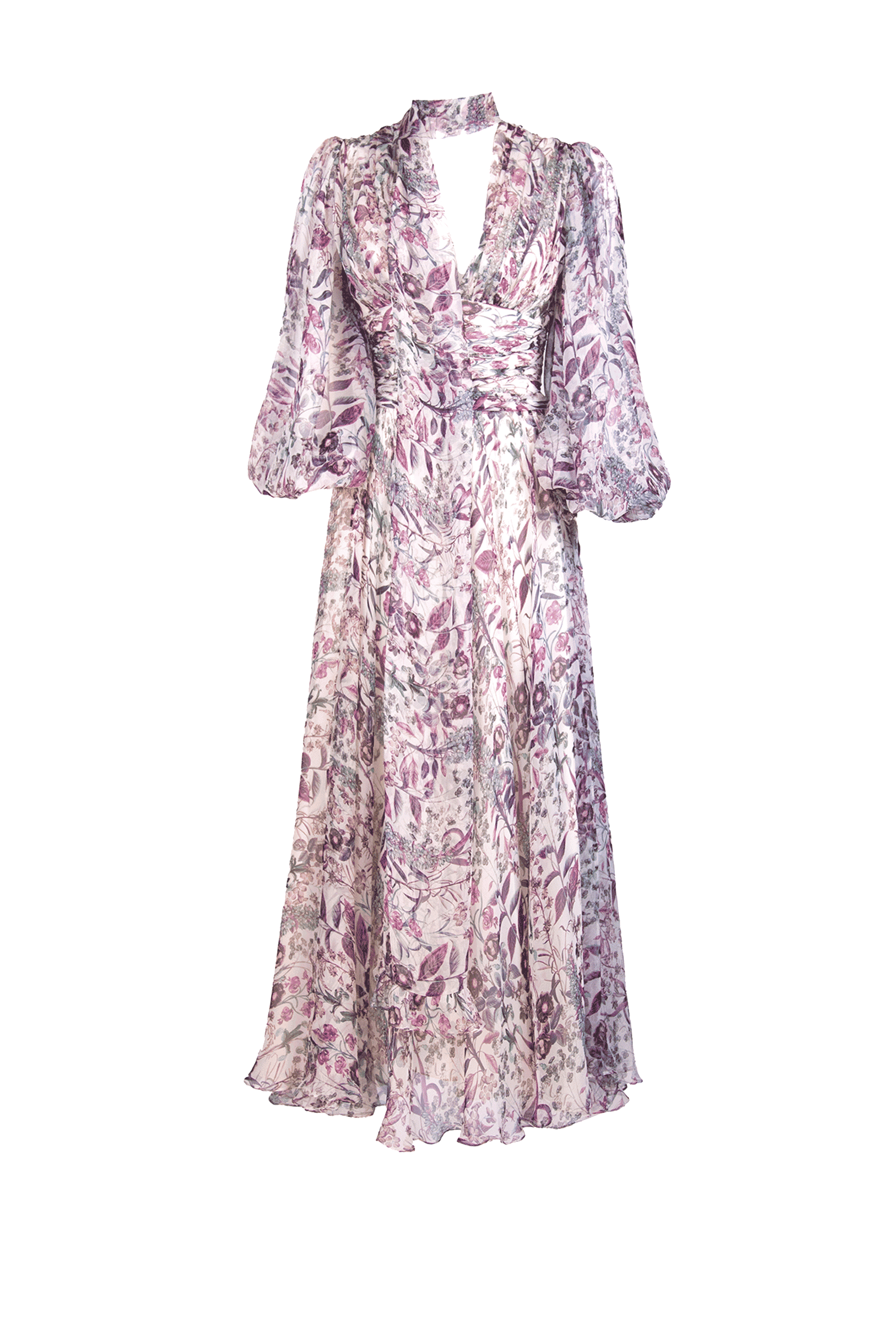 Luisa Beccaria floral-print sleeveless dress - Purple