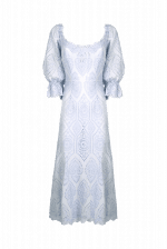 Bell Sleeves Broderie-Cotton Liliac Eyelet Dress