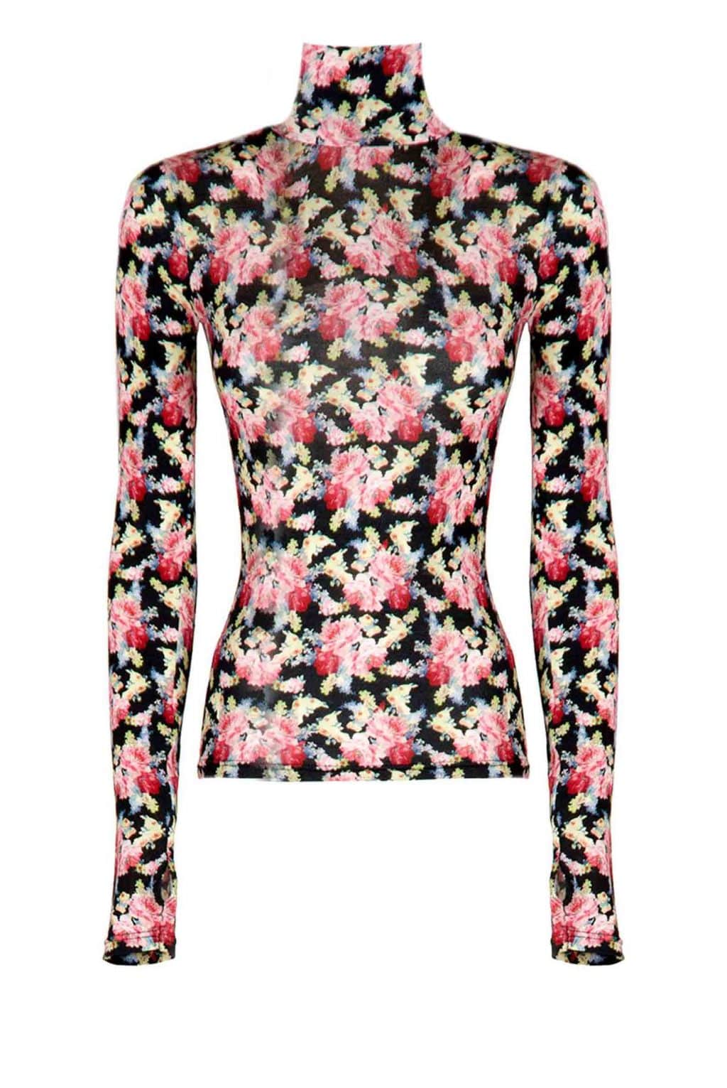 Black floral outlet turtleneck