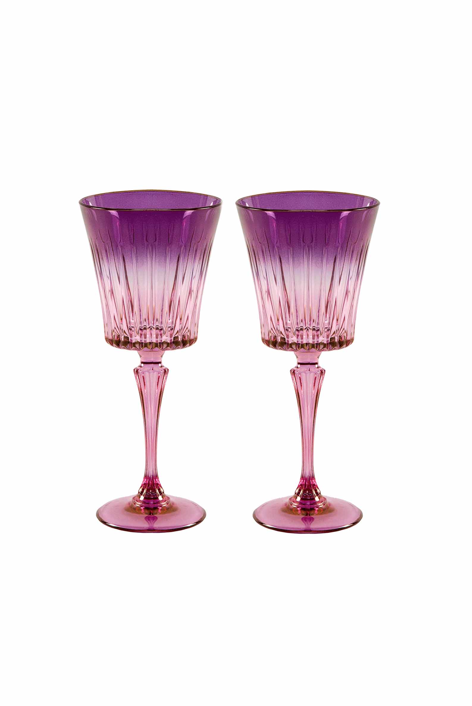 Luisa Beccaria  Shade Pink To Purple Set Of Two Domina Wine Glass