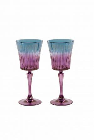 Luisa Beccaria  Shade Pink To Purple Set Of Two Domina Wine Glass