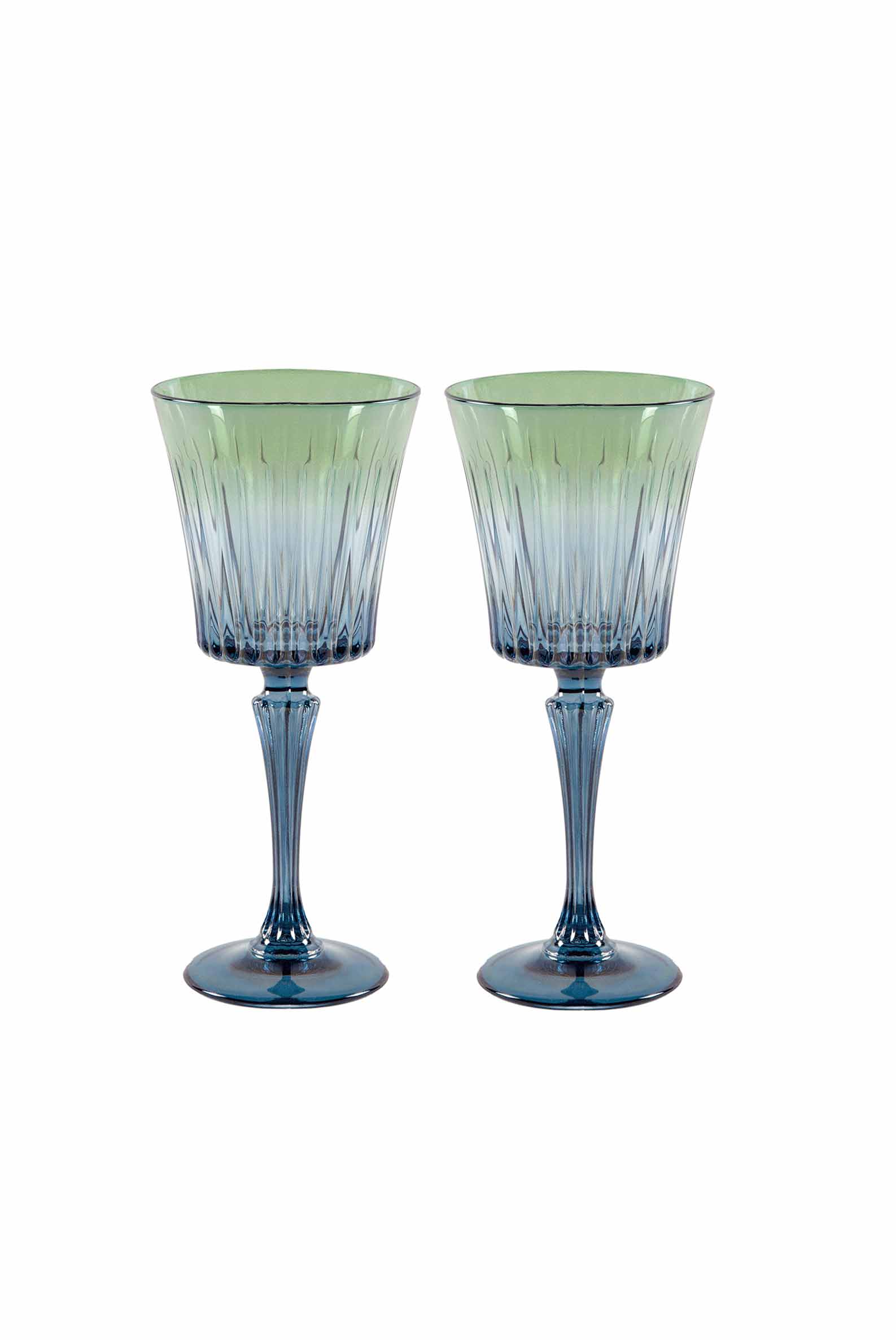 Luisa Beccaria  Shade Blue To Green Set Of Two Domina Wine Glass