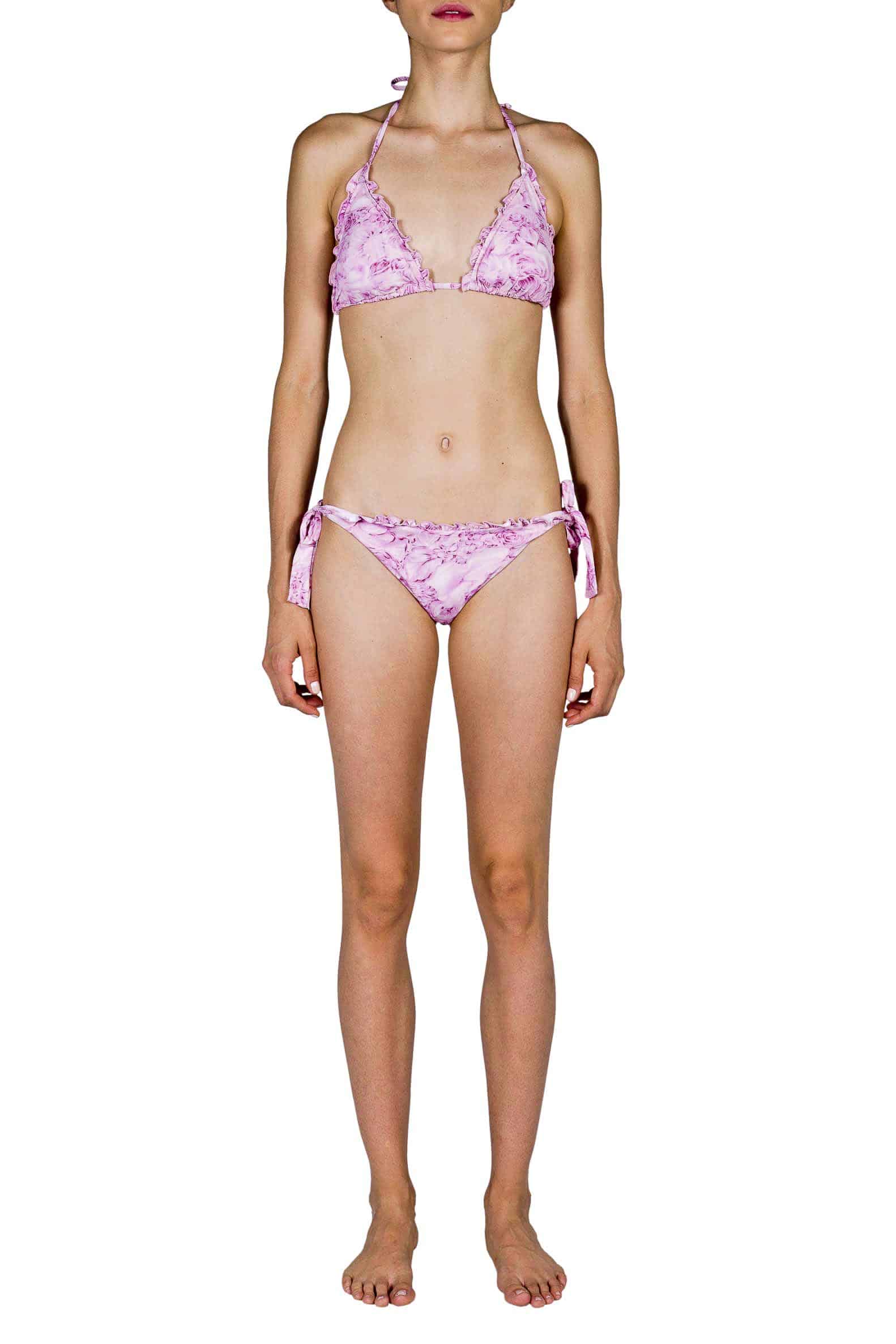 Luisa Beccaria  Triangle And Slip Bikini Pink Roses