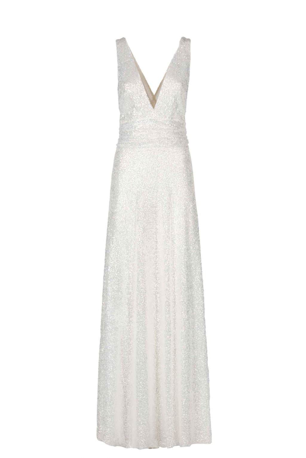 Luisa Beccaria | Sequin Long Dress with V Neckline