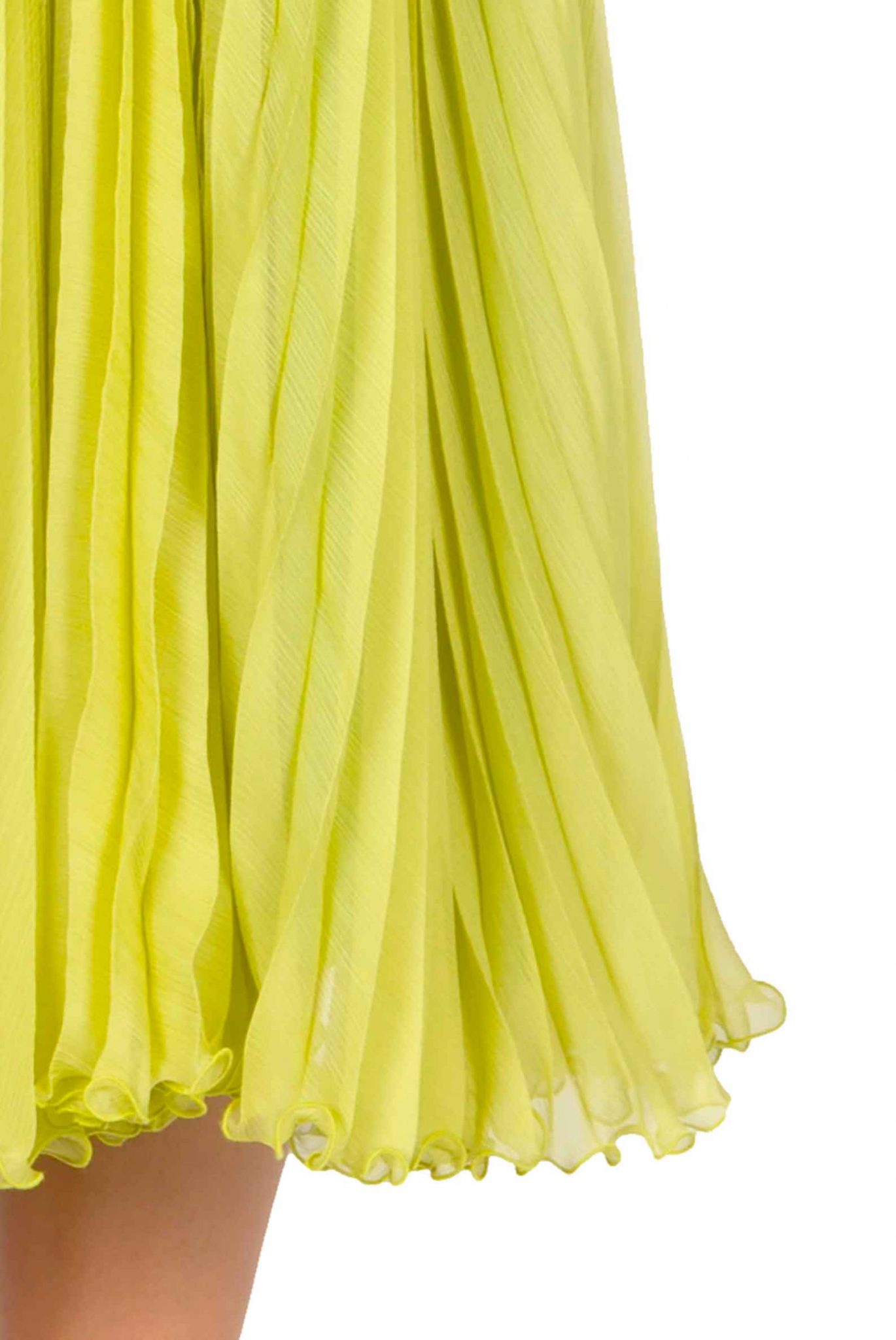 Luisa Beccaria | Lime Green Pleated Dress with Sash