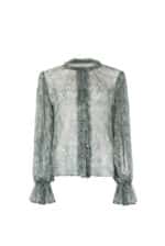 Micro flowers printed chiffon shirt