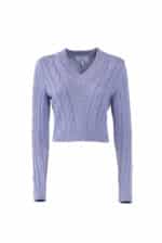 V-neck braided sweater