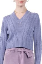 V-neck braided sweater