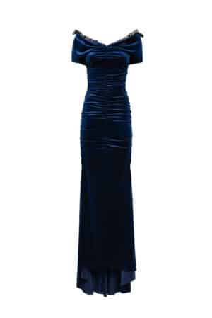 Stretch Velvet Draped Dress