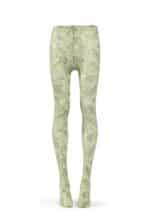 Green Micro flowers print tights