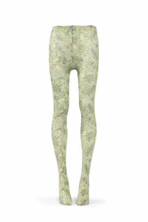 Green Micro flowers print tights