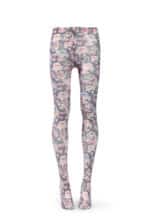 Wild rose blue print tights