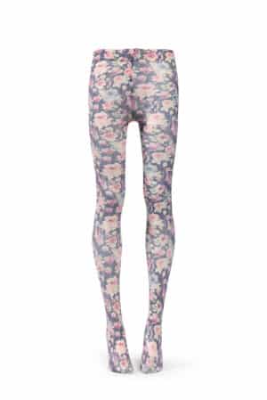 Wild rose blue print tights