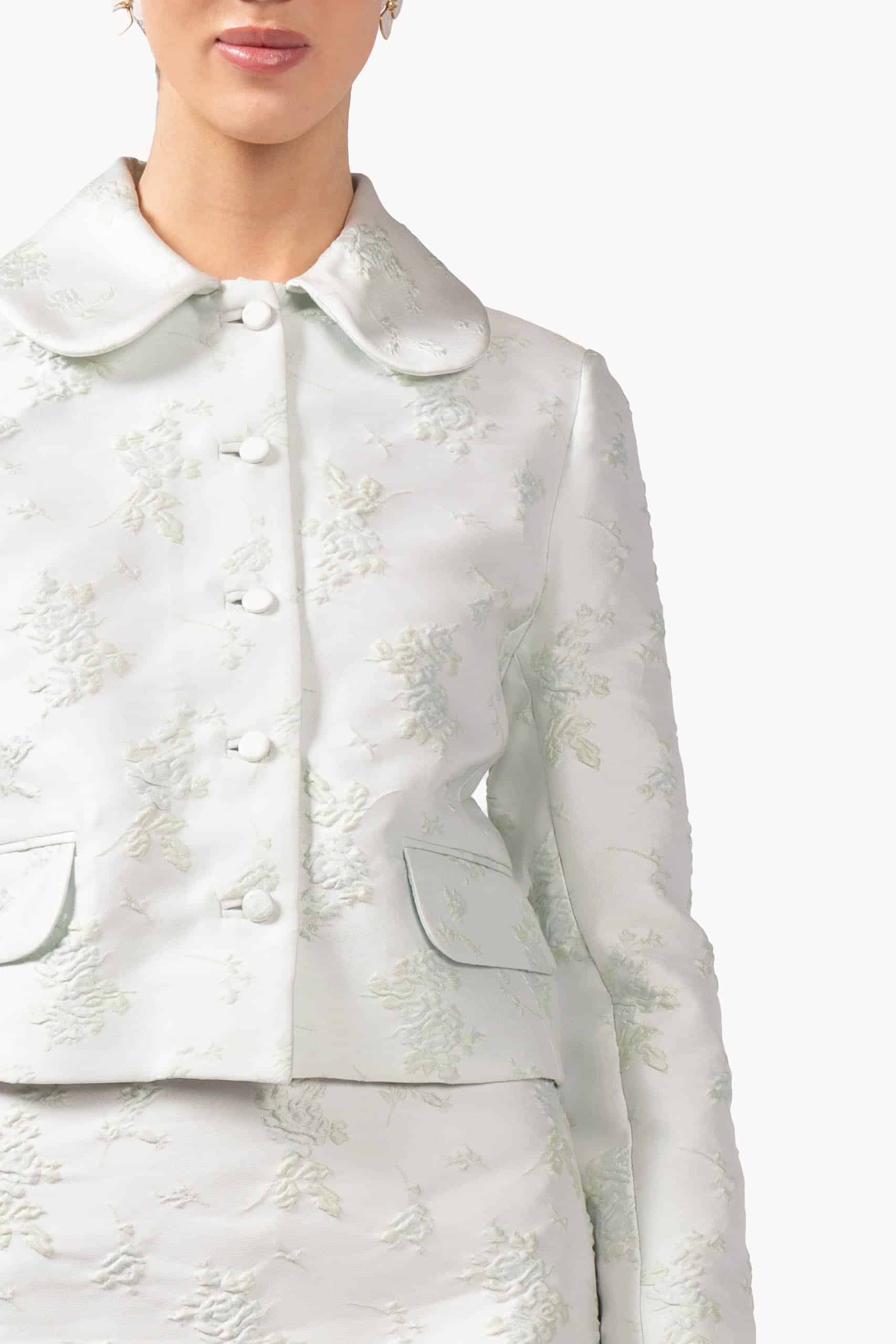 Floral Jacquard Peter Pan-Collar Jacket - Image 5