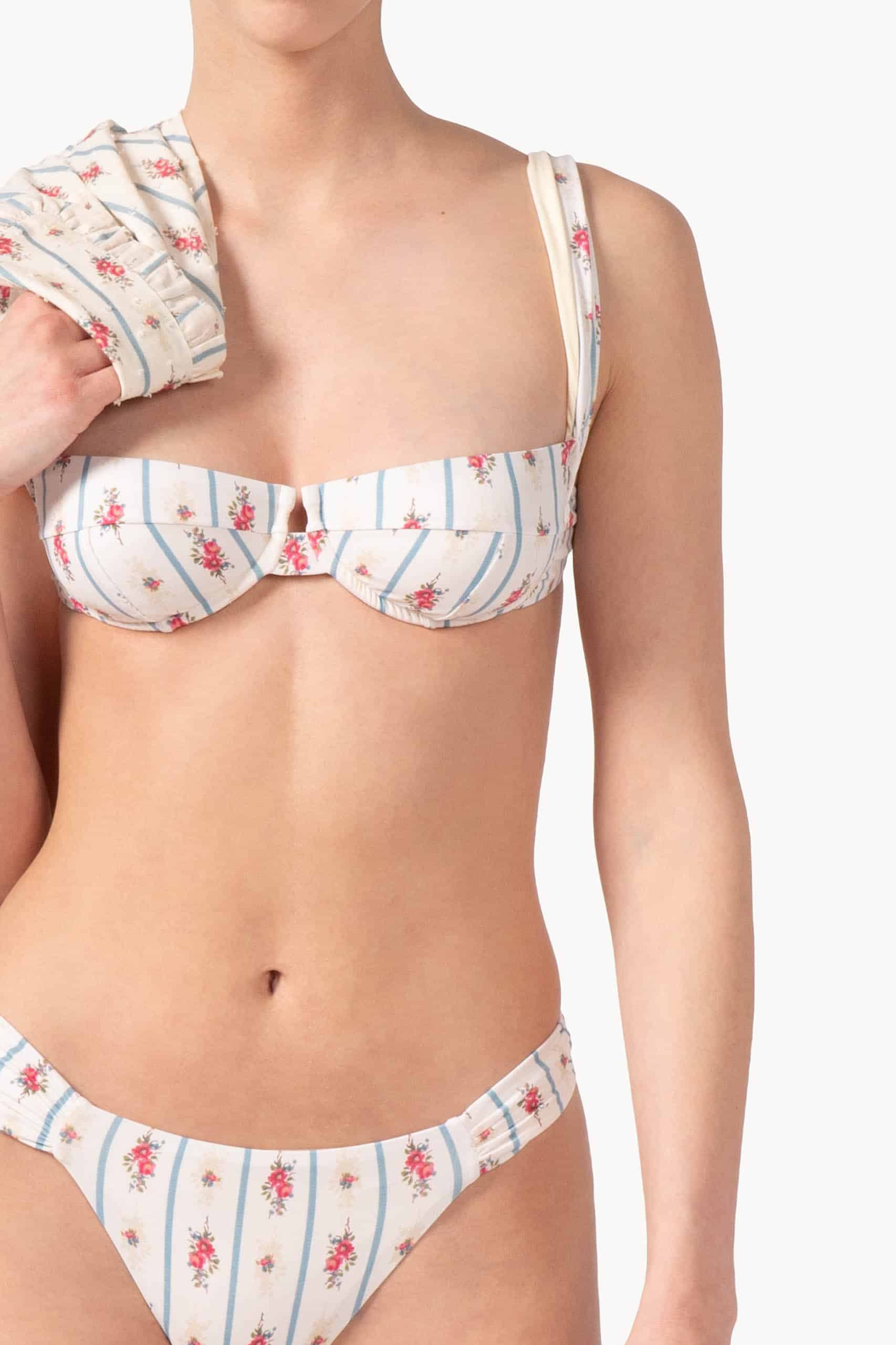 Two-Piece Bikini Set With Floral And Striped - Image 5