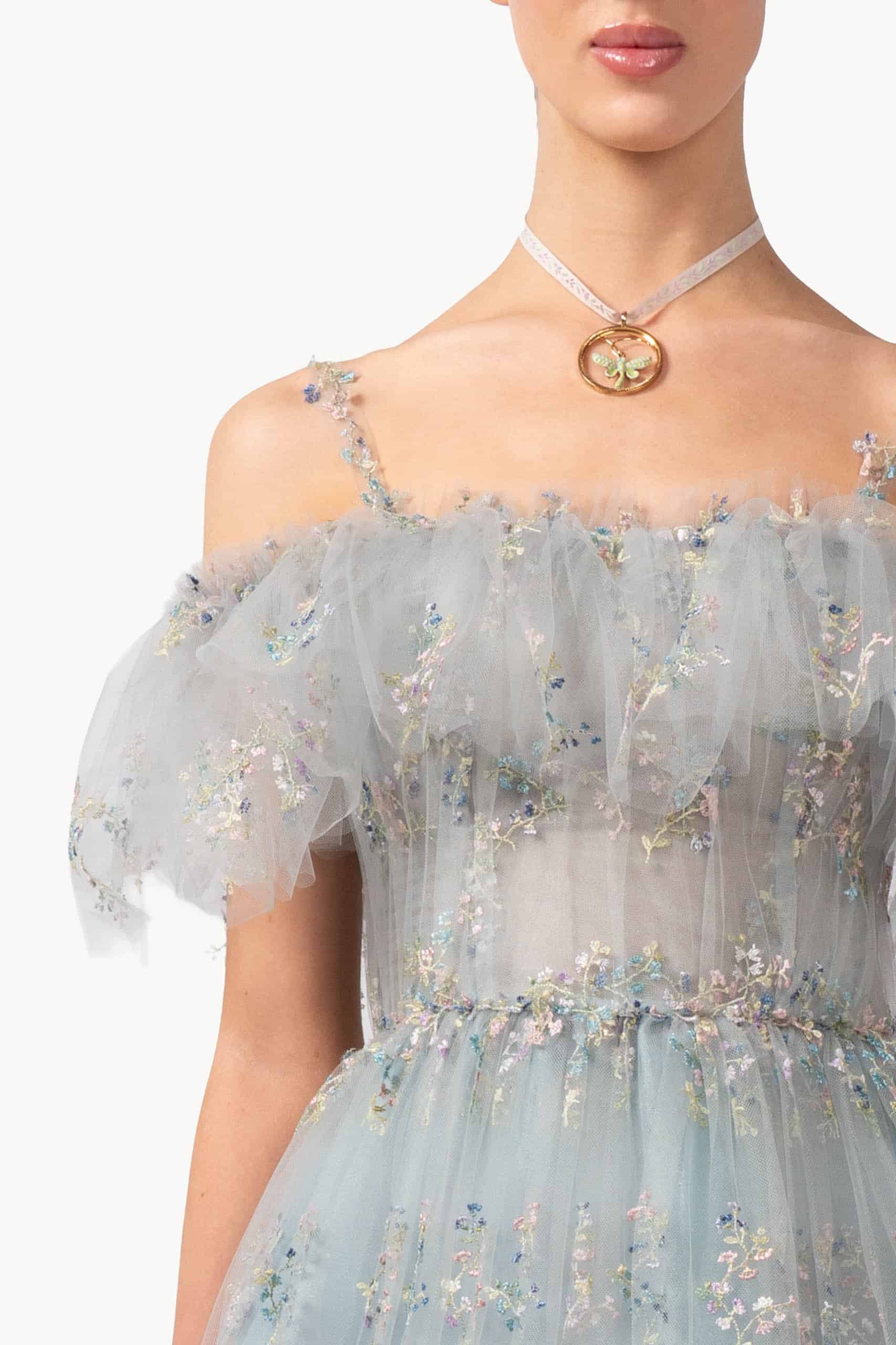 Floral Embroidered Tulle Dress - Image 5