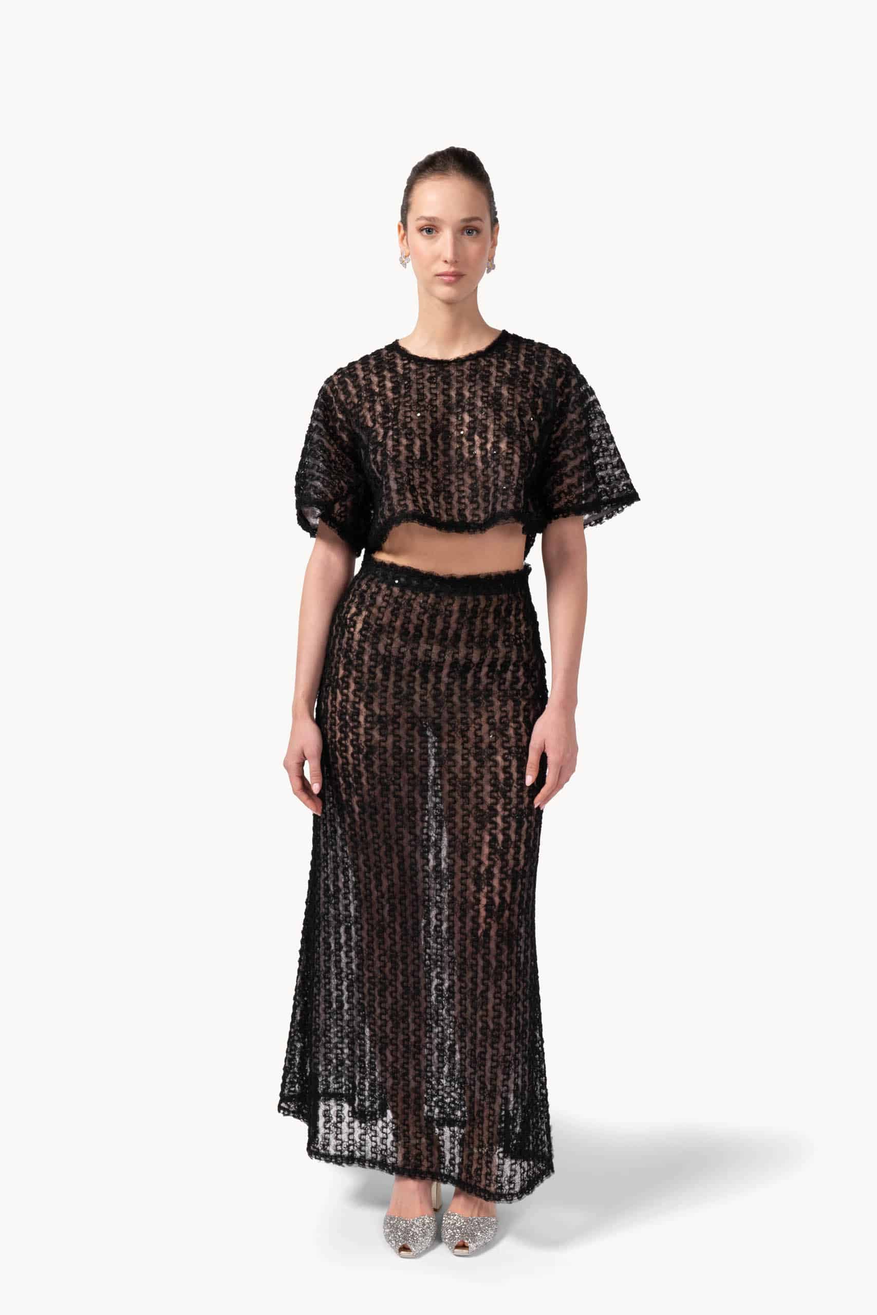 Embroidered Organza & Tulle Skirt With Sequins - Image 2