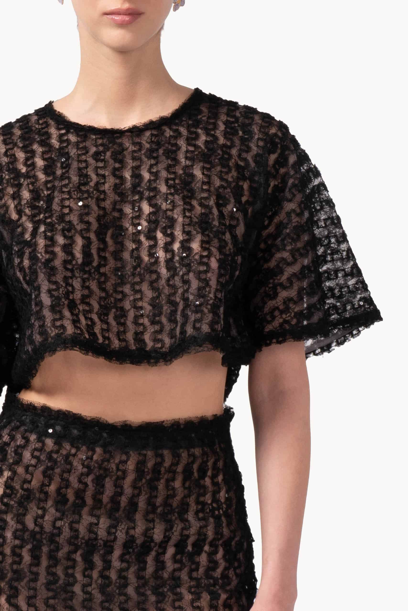 Embroidered Organza & Tulle Skirt With Sequins - Image 5